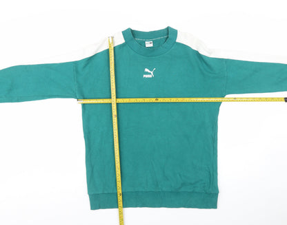Puma Men's Green Small Pullover Crew Neck Cotton Sweatshirt