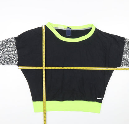Nike Womens Black & Neon Green Pullover Sweatshirt L