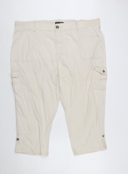 Lee Womens Beige Cargo Capri Trousers Size 24W Relaxed Fit Mid Rise