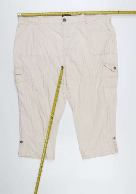 Lee Womens Beige Cargo Capri Trousers Size 24W Relaxed Fit Mid Rise