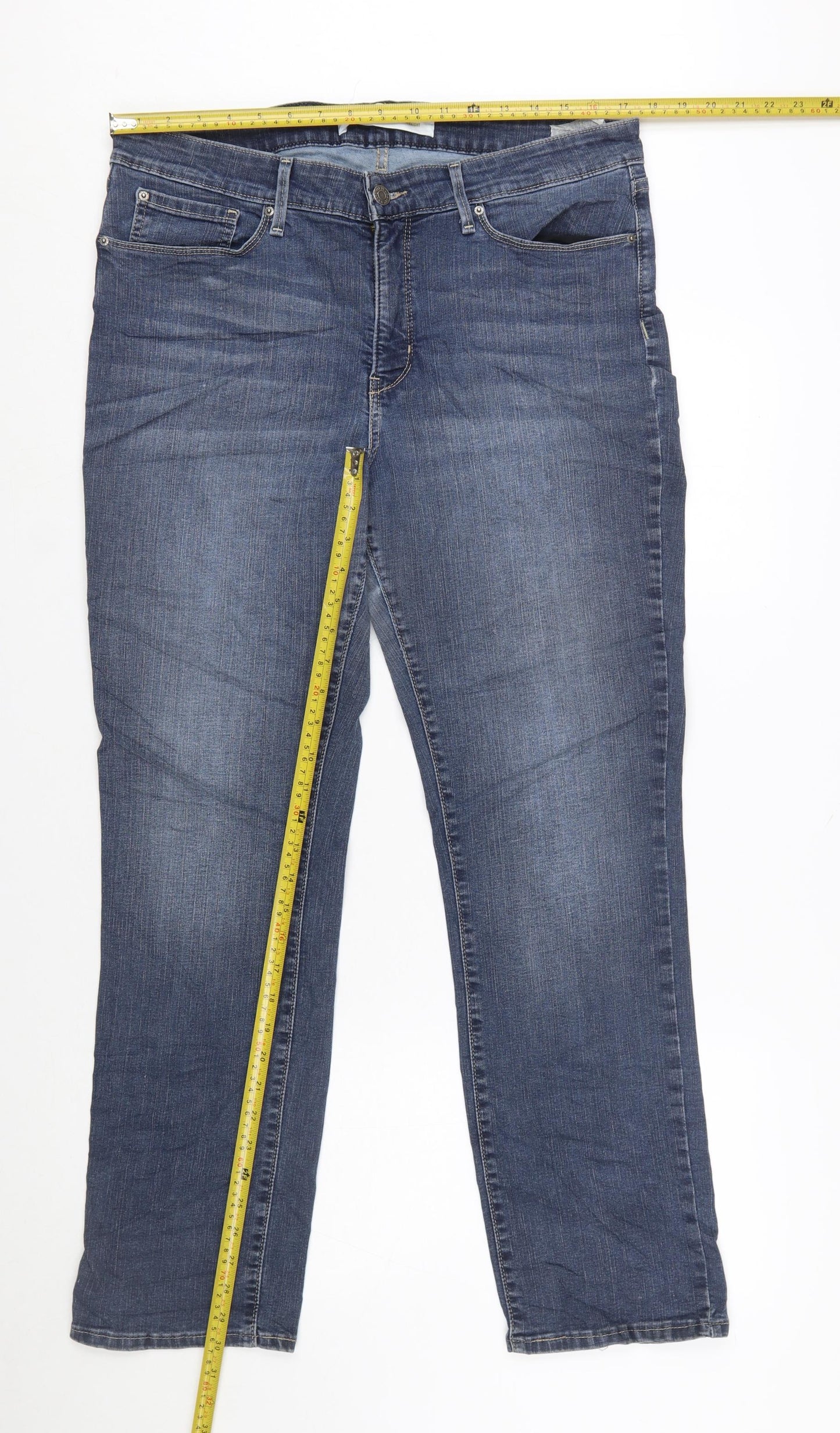Levi Strauss Women's Blue Mid-Rise Straight Jeans Size 16