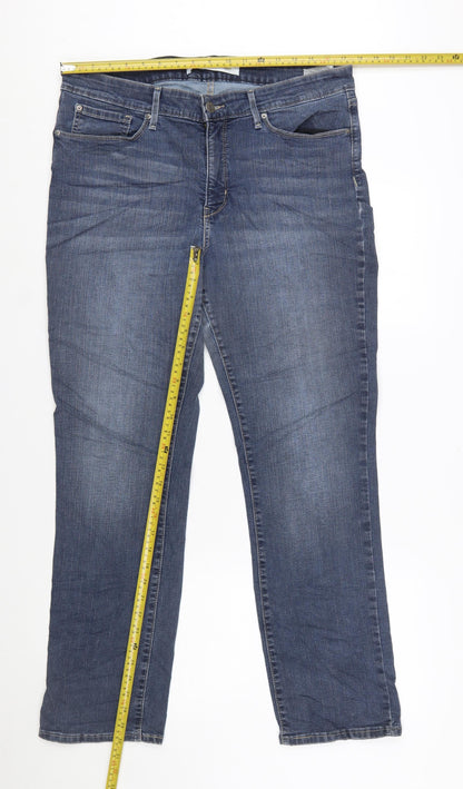 Levi Strauss Women's Blue Mid-Rise Straight Jeans Size 16