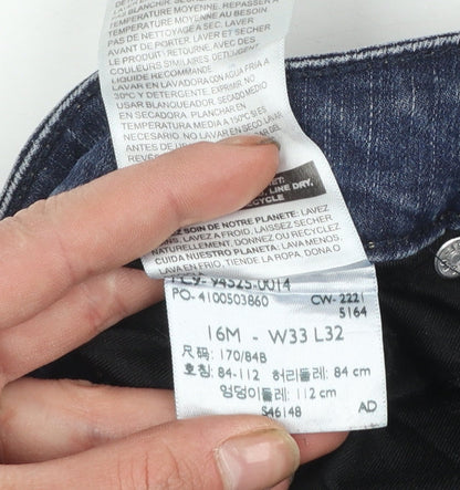 Levi Strauss Women's Blue Mid-Rise Straight Jeans Size 16