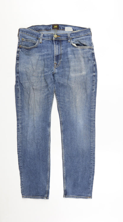 Lee Men's Blue Regular Fit Rider Straight Denim Jeans W34 L30