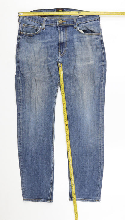 Lee Men's Blue Regular Fit Rider Straight Denim Jeans W34 L30
