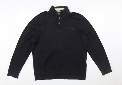 Hugo Boss Men's Black Henley Sweatshirt Size L