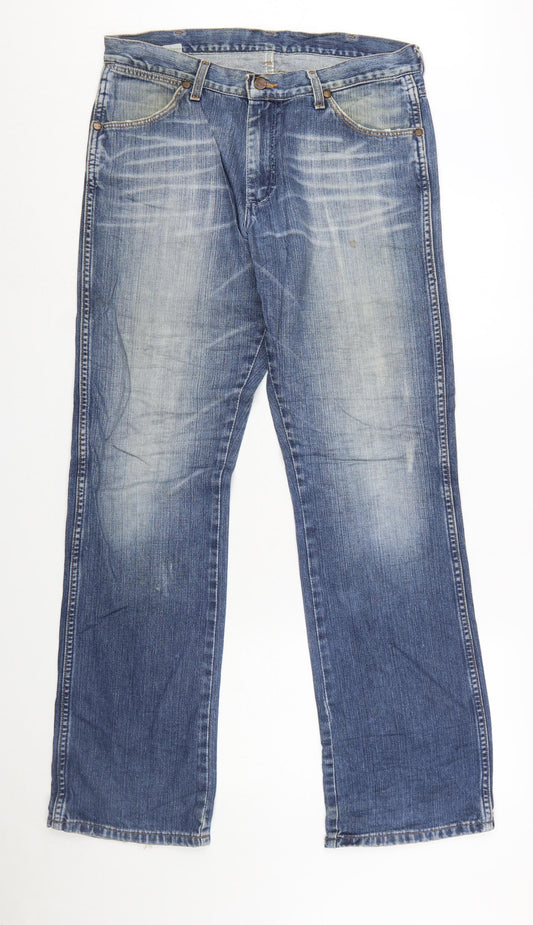 Wrangler Men's Blue Straight Leg Denim Jeans 32W Regular