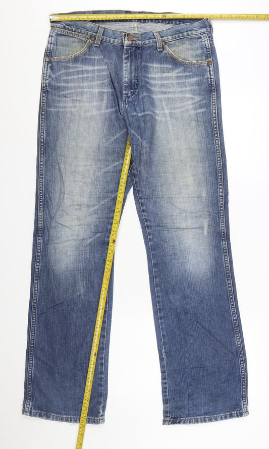 Wrangler Men's Blue Straight Leg Denim Jeans 32W Regular