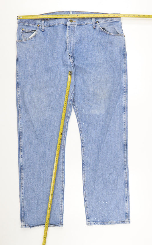 Wrangler Men's Blue Straight Jeans 42x32 Denim Classic Fit