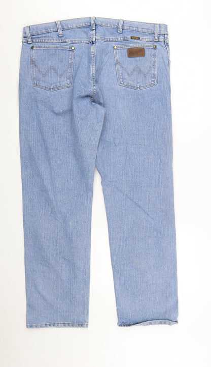 Wrangler Men's Blue Straight Jeans 42x32 Denim Classic Fit