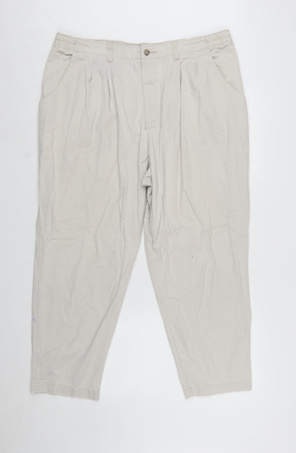 Lee Women's Beige Chino Pleated Cotton Tapered Trousers Size 18 Plus Petite