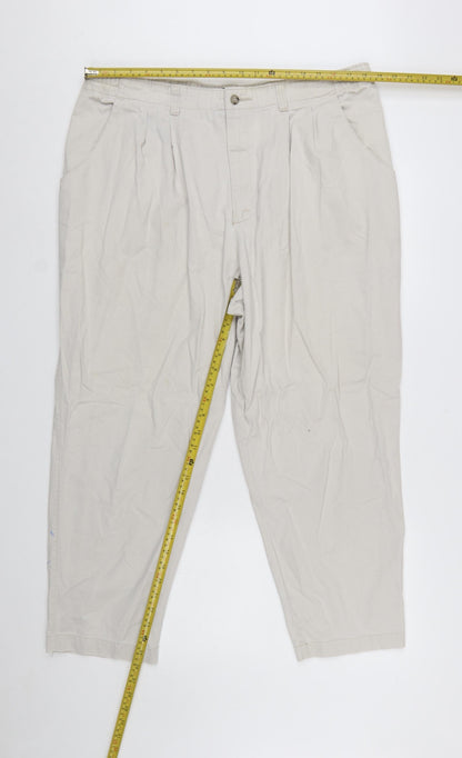 Lee Women's Beige Chino Pleated Cotton Tapered Trousers Size 18 Plus Petite