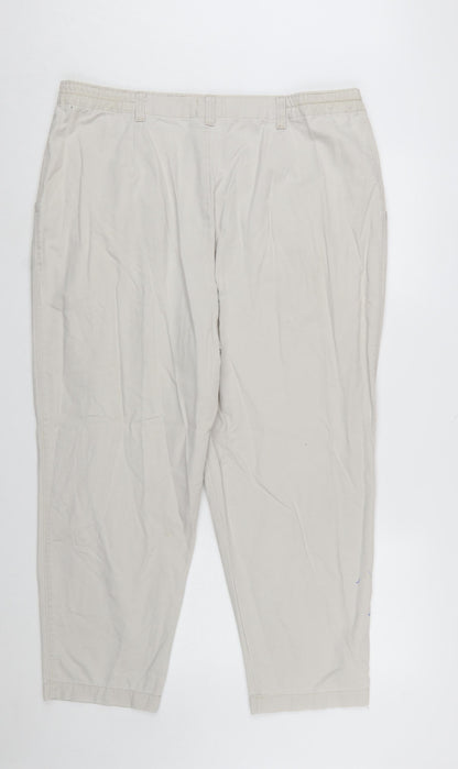 Lee Women's Beige Chino Pleated Cotton Tapered Trousers Size 18 Plus Petite