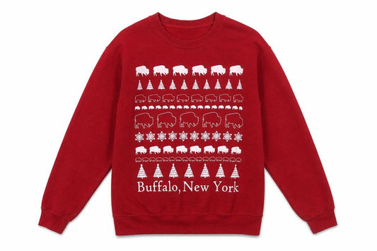 Gildan Heavy Blend Red Buffalo New York Graphic Sweatshirt Women S