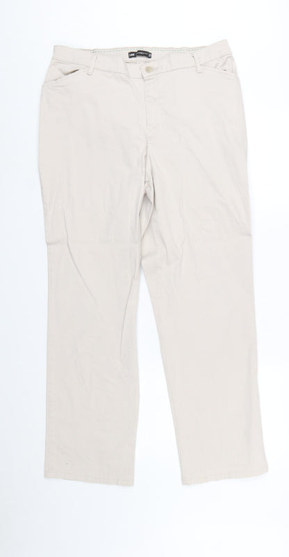 Lee Women’s Beige Chino Trousers Size 16 Relaxed Fit Cotton