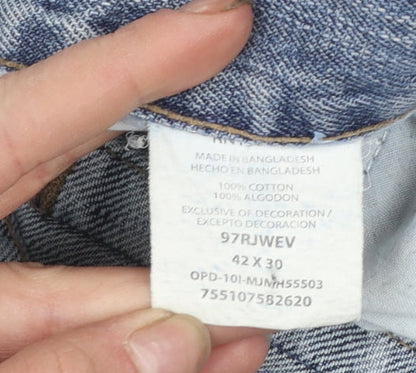 Wrangler Men's Blue 42x30 Relaxed Straight Leg Denim Jeans
