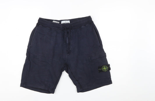 Stone Island Men's Blue Cargo Jersey Shorts Size S