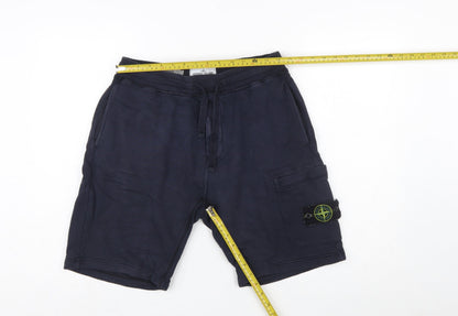 Stone Island Men's Blue Cargo Jersey Shorts Size S