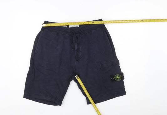 Stone Island Men's Blue Cargo Jersey Shorts Size S