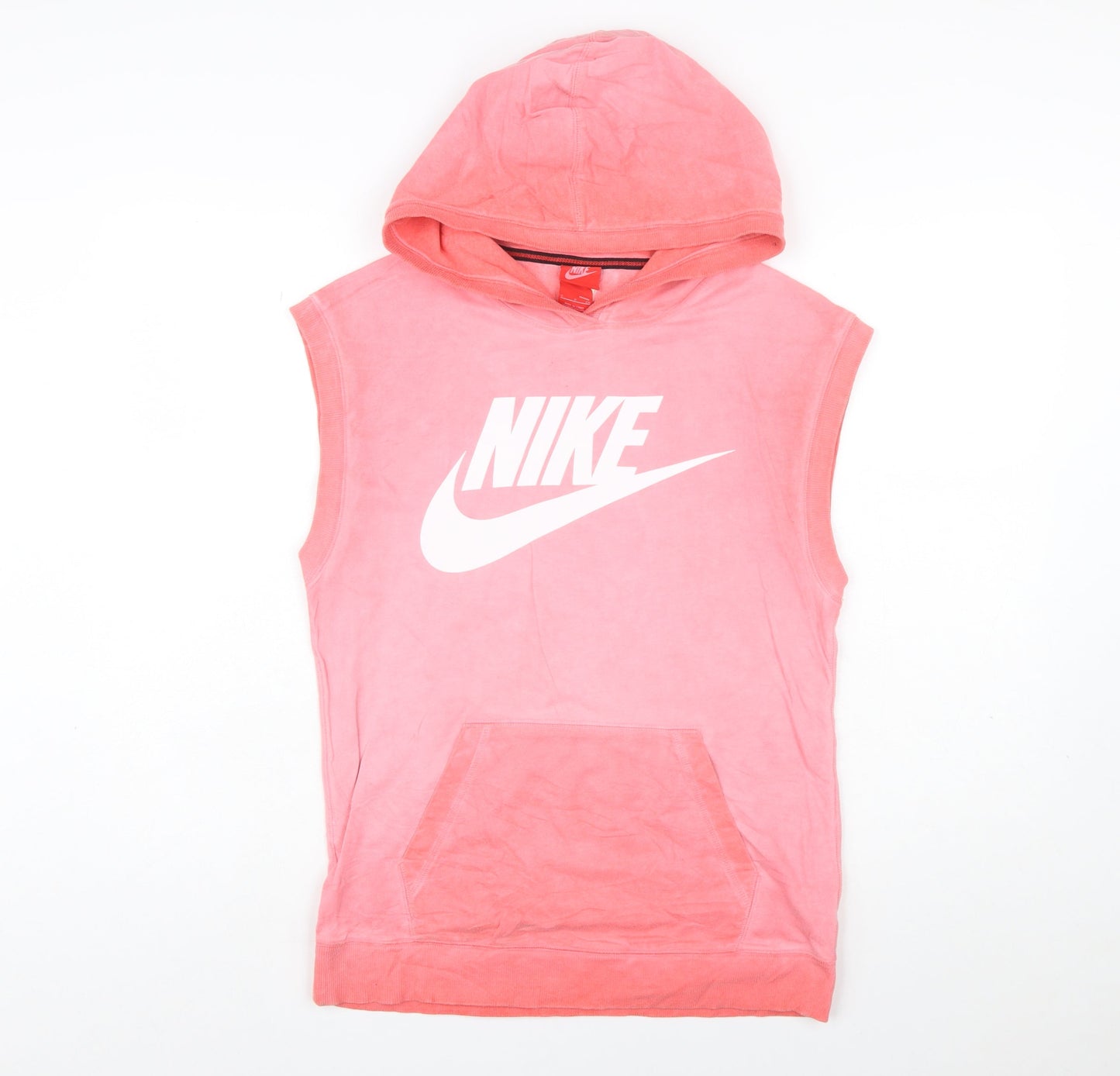 Nike Men's Pink Sleeveless Hooded Vest Hoodie Size S Cotton