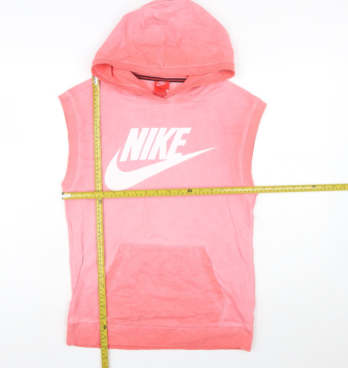 Nike Men's Pink Sleeveless Hooded Vest Hoodie Size S Cotton