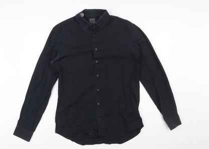 Calvin Klein Men's Black Slim Fit Long Sleeve Button-Up Shirt Size 15.75