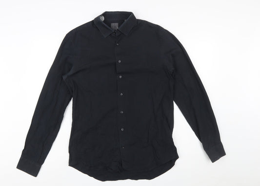 Calvin Klein Men's Black Slim Fit Long Sleeve Button-Up Shirt Size 15.75