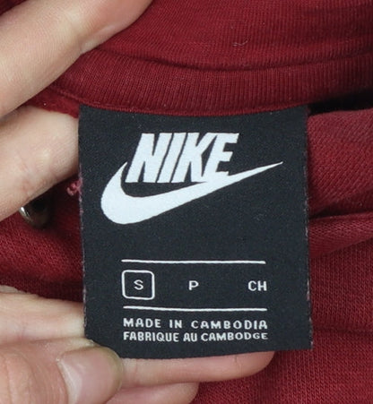 Nike Men's Red Pullover Hoodie Small Regular Fit Fleece Logo Sportswear