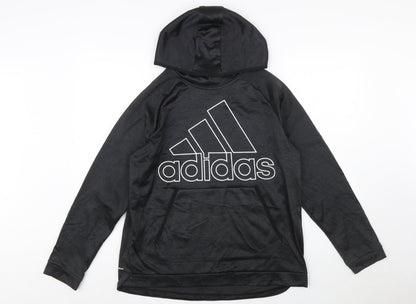 Adidas Women's Black Pullover Hoodie Size L 16-18 Polyester Athletic