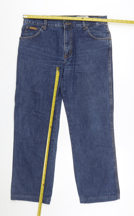 Wrangler Men’s Blue Bootcut Jeans W34 L32 Cotton Classic