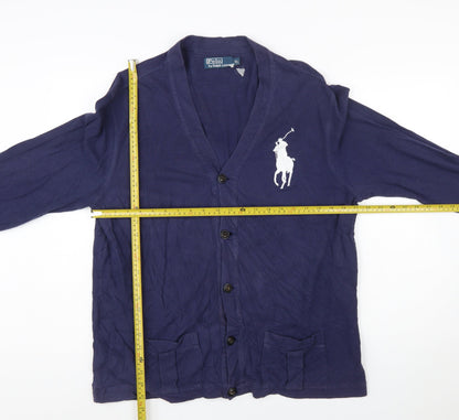 Ralph Lauren Men's Blue Cotton V-Neck Cardigan XL