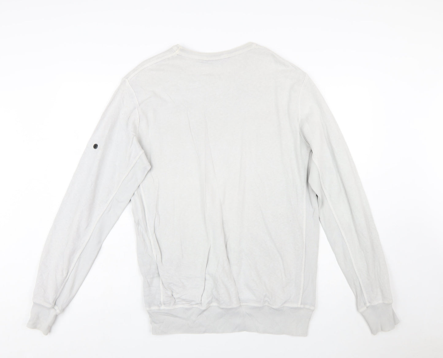 Stone Island Men's White XL Crew Neck Cotton Pullover Sweatshirt