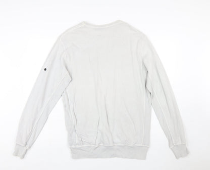 Stone Island Men's White XL Crew Neck Cotton Pullover Sweatshirt
