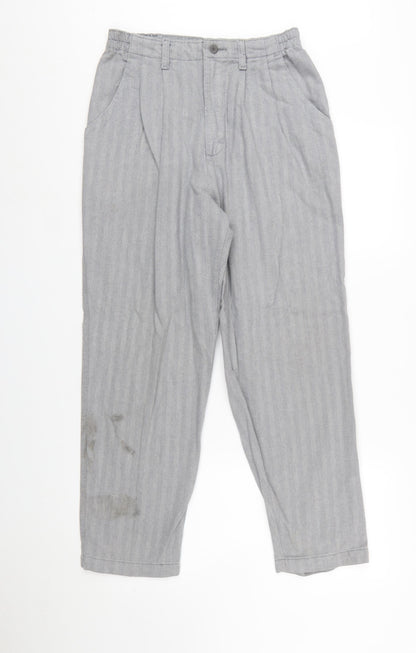 Lee Women's Grey Herringbone Cotton Chino Trousers Size 10 Petite