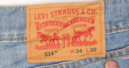 Levi's 514 Men's Blue Regular Straight Fit Jeans W34 L32