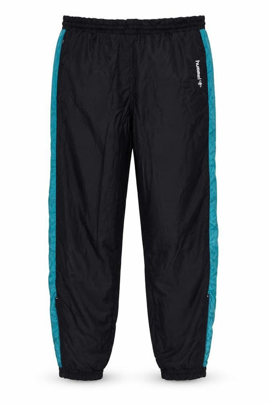 Hummel Men's Black Windbreaker Track Trousers Size L Retro 90s