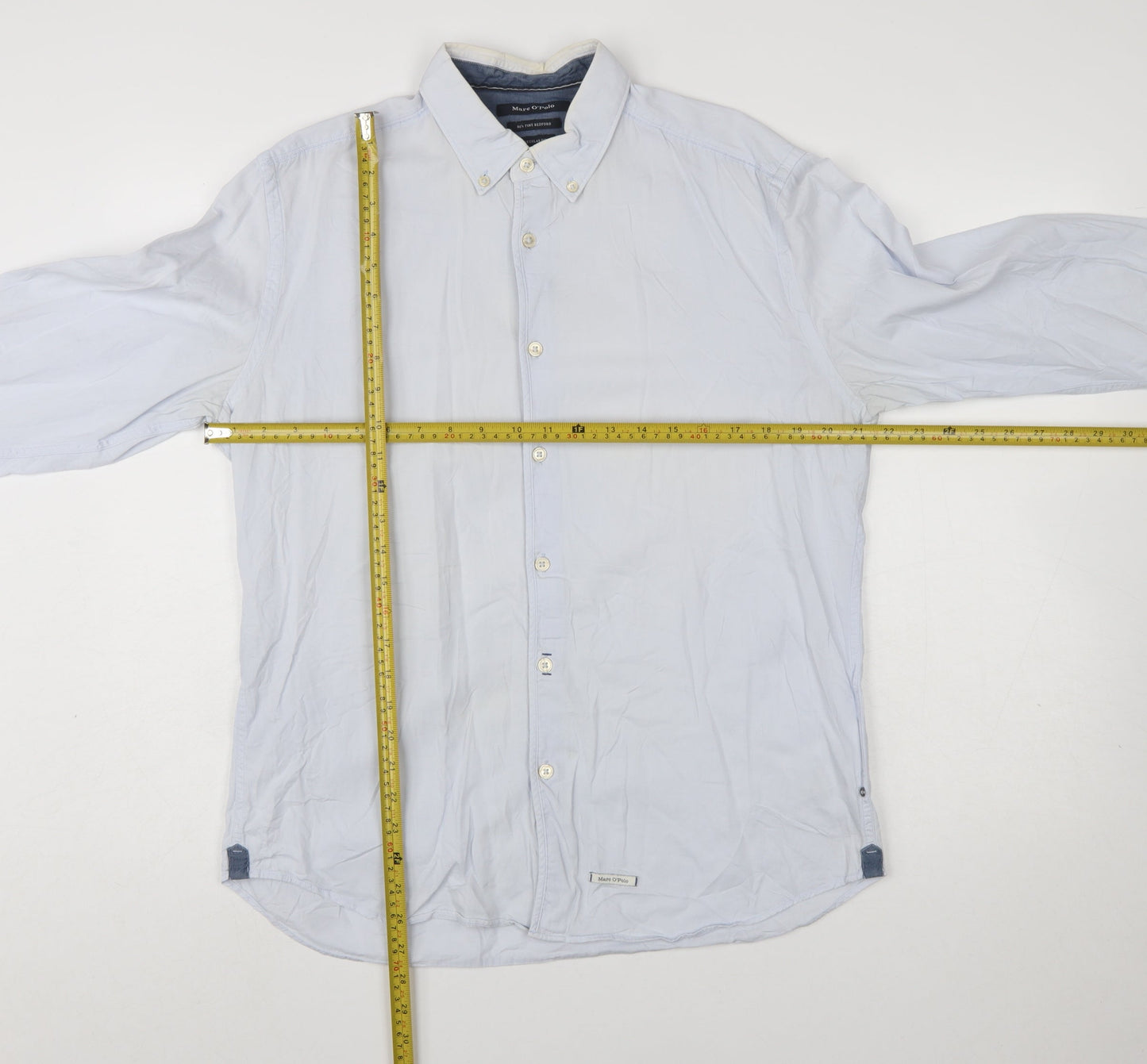 Marc O'Polo Men's Blue Regular Fit Cotton Button-Up Shirt L 41/42
