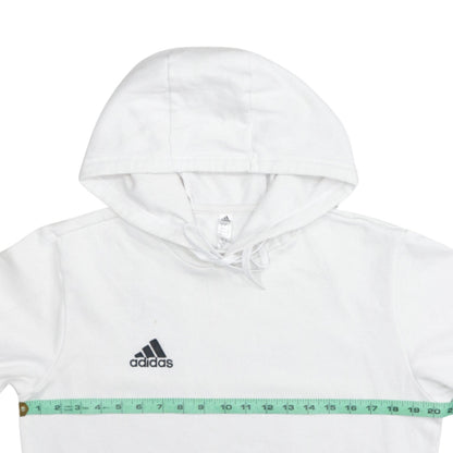 Adidas Men's White Pullover Hoodie Size S Sports Fleece Sweatshirt