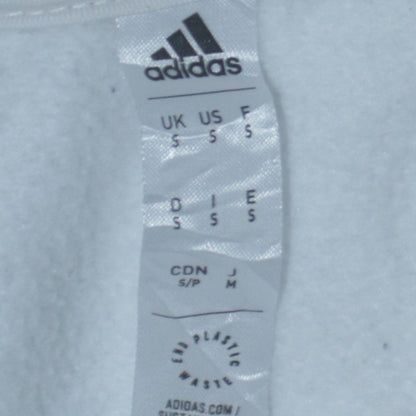 Adidas Men's White Pullover Hoodie Size S Sports Fleece Sweatshirt