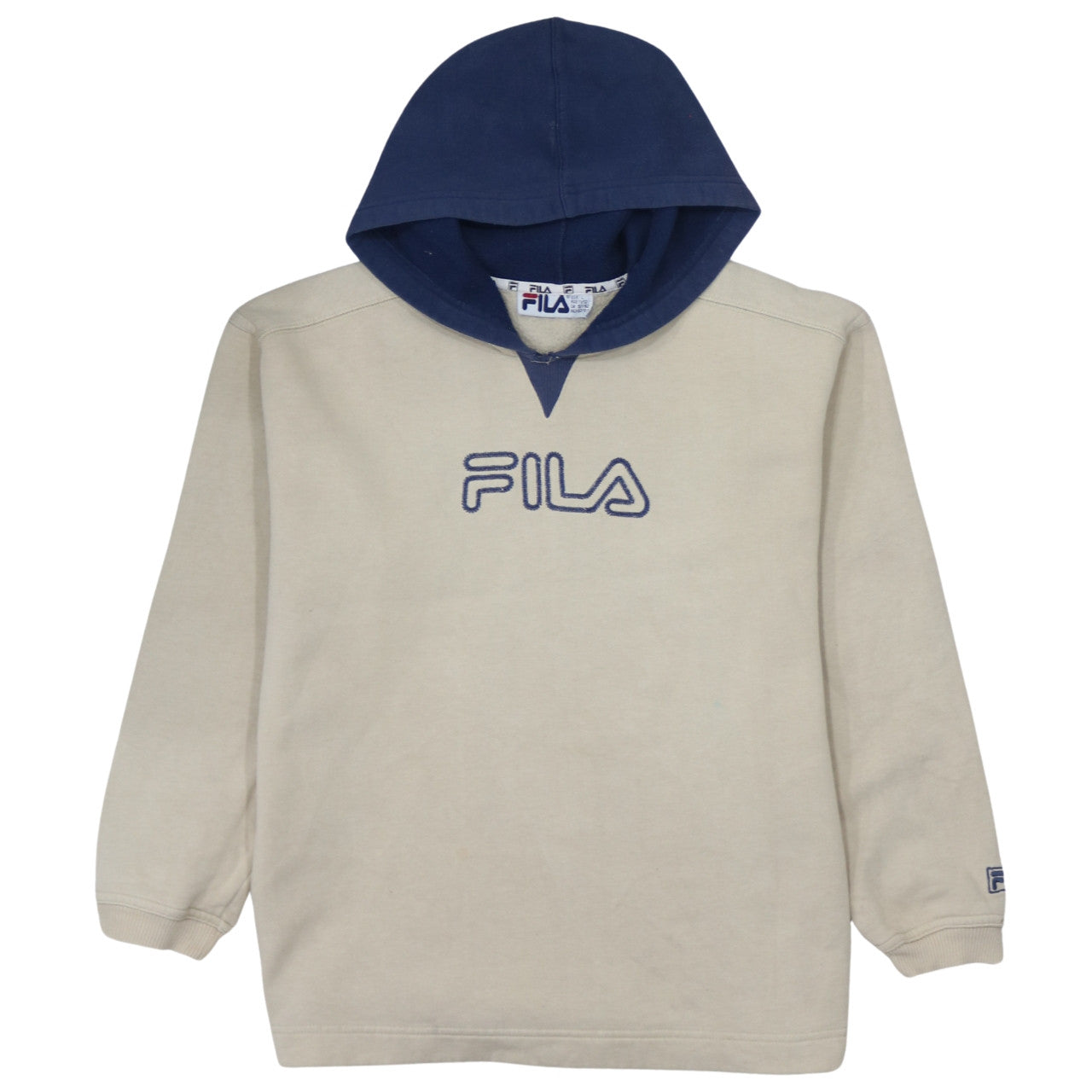 FILA Boys Beige Pullover Hoodie 11-12 Years Logo Fleece Sweatshirt