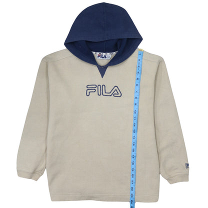 FILA Boys Beige Pullover Hoodie 11-12 Years Logo Fleece Sweatshirt