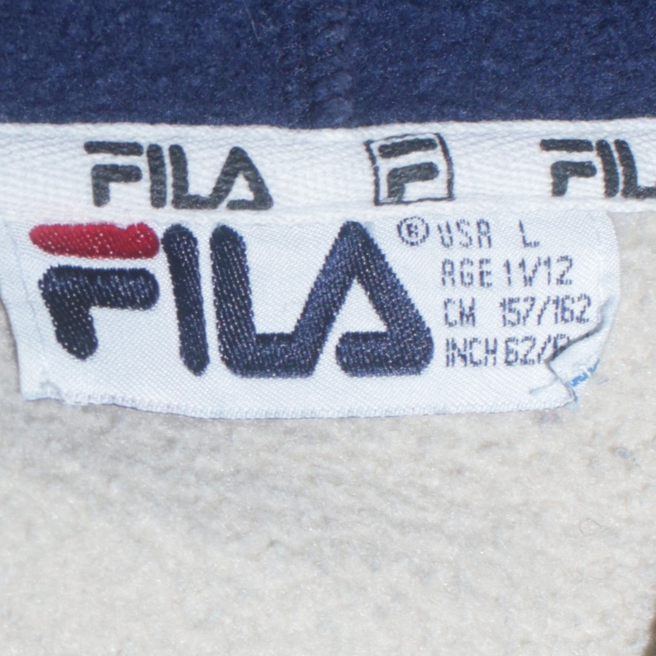 FILA Boys Beige Pullover Hoodie 11-12 Years Logo Fleece Sweatshirt