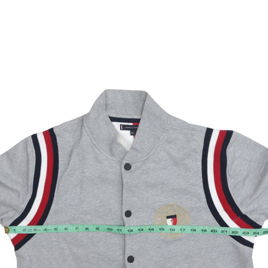 Tommy Hilfiger Men's Grey XL Varsity Jacket with Logo Detail