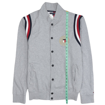 Tommy Hilfiger Men's Grey XL Varsity Jacket with Logo Detail