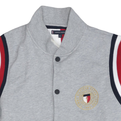 Tommy Hilfiger Men's Grey XL Varsity Jacket with Logo Detail