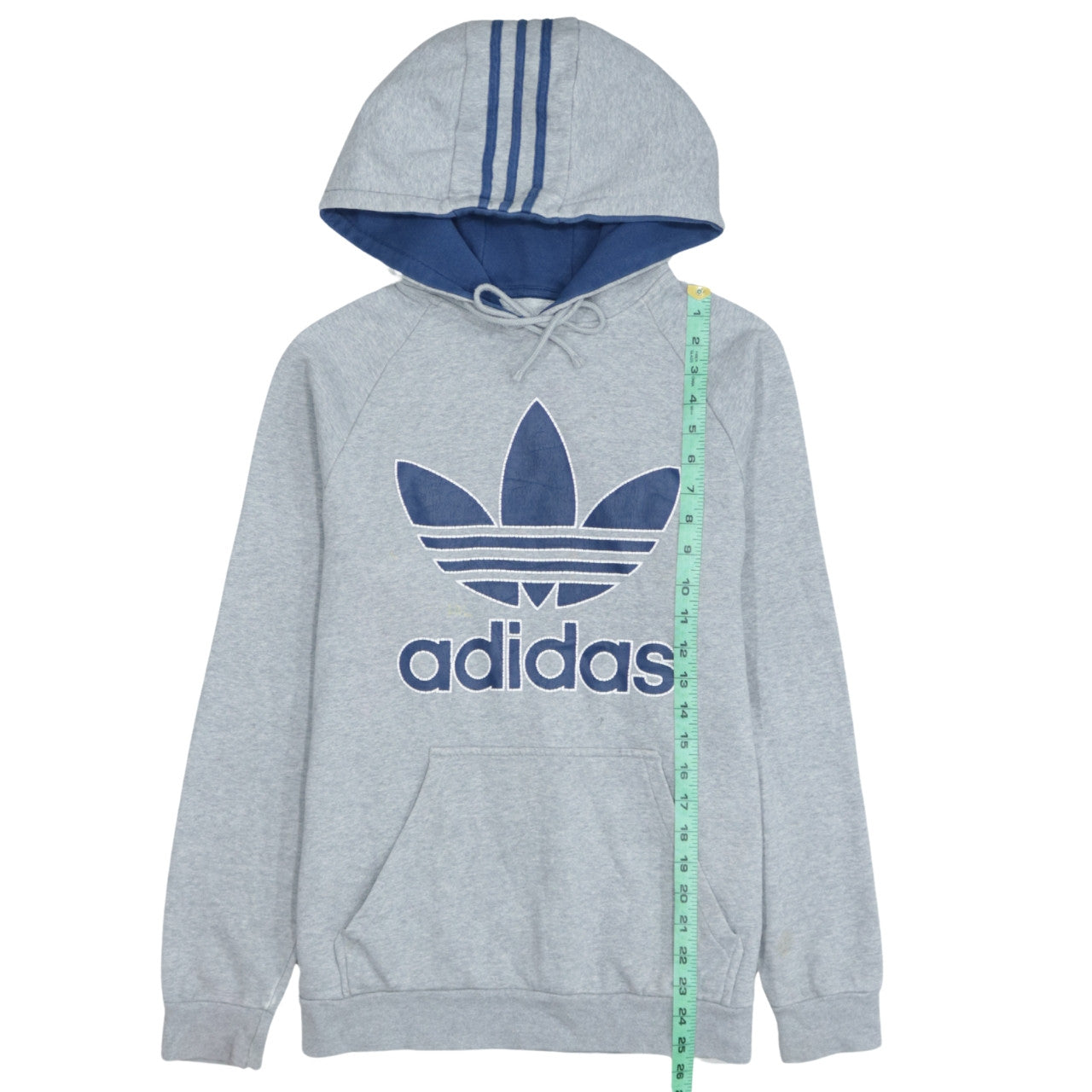 Adidas Mens Grey Pullover Hoodie Size S Sports Logo Sweatshirt