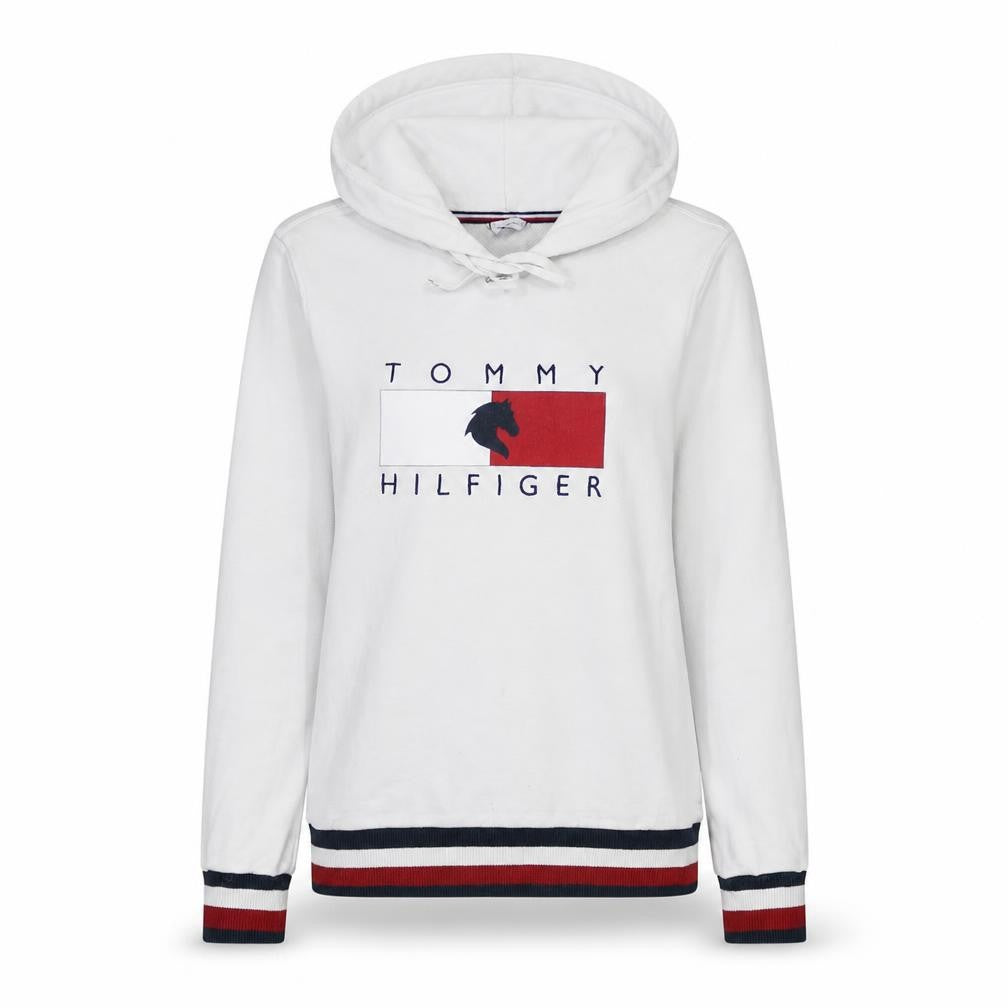 Tommy Hilfiger Womens White XXS Pullover Hoodie with Logo Design
