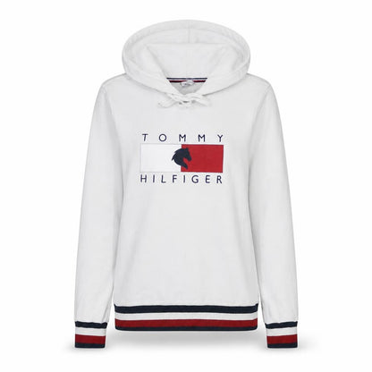 Tommy Hilfiger Womens White XXS Pullover Hoodie with Logo Design