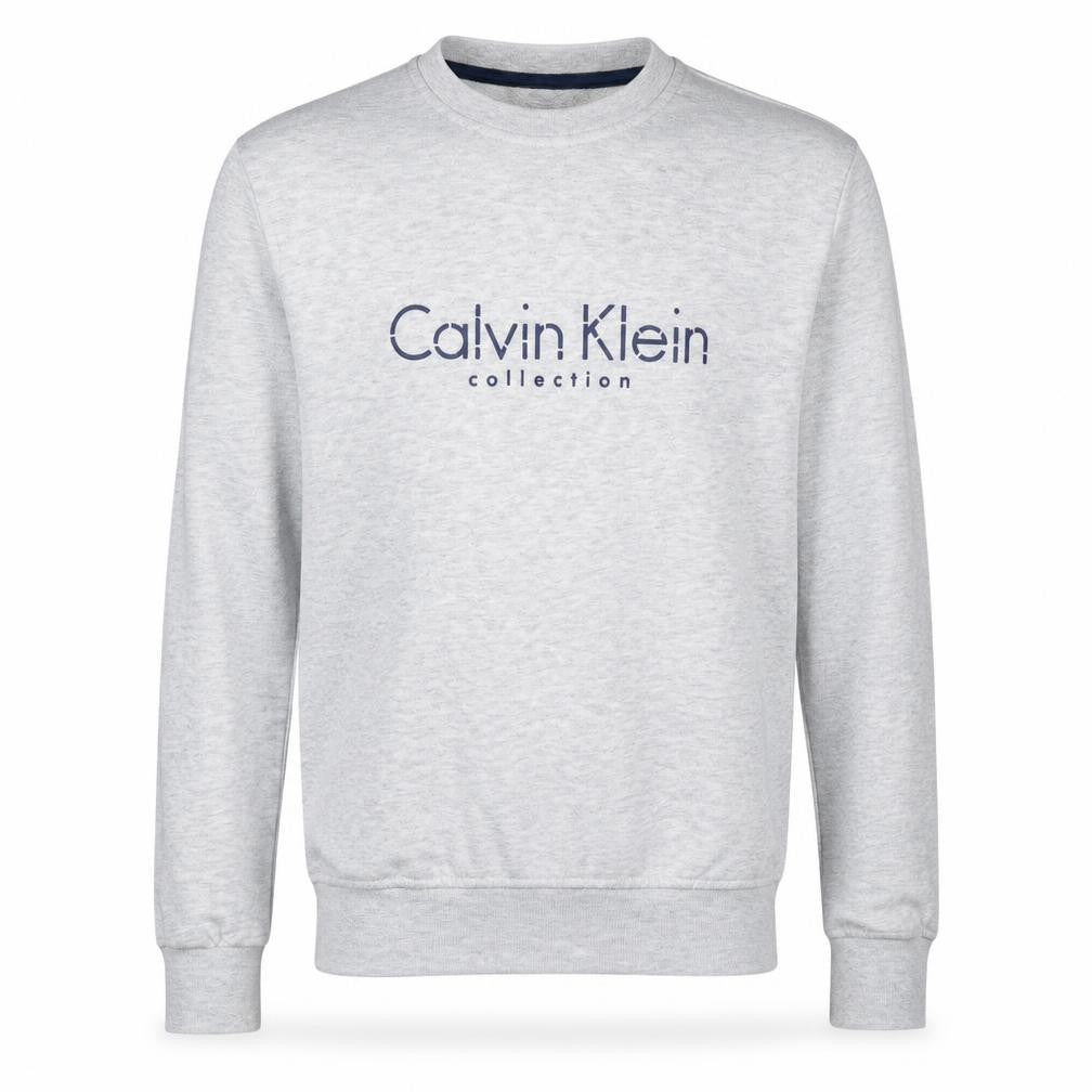 Calvin Klein Men Grey Cotton Logo Pullover Sweatshirt Size S
