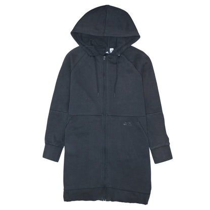 Adidas Women Black XS Full Zip Hooded Longline Sweatshirt Dress